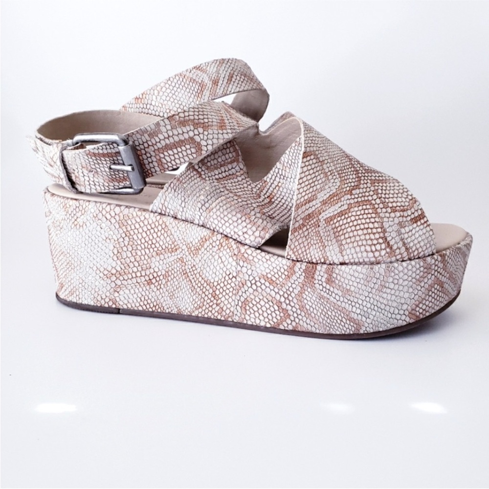 Stylish Beige Snake Print Wedge Sandals Amuse Society Runaway snakeskin wedges